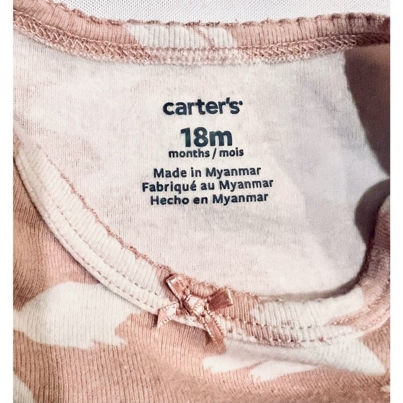 Carter’s bunny print long sleeve one piece bodysuit- size 18M - Picture 3 of 5